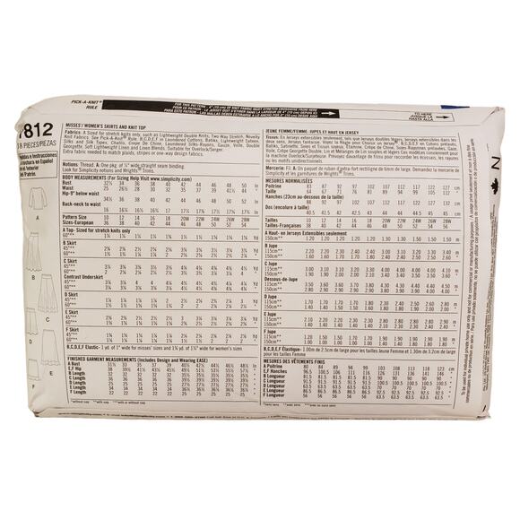 Simplicity Womens Waterfall Skirts Knit Tops Sewing Pattern Size 10-18 UNCUT - Picture 3 of 7